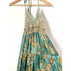 ANTICA SARTORIA Gorgeous 2018  Sequin Tie Top TOP LONG DRESS LARGE